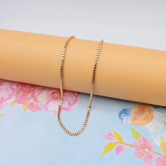 "Rose Gold Plated Square Link Chain Necklace for Women – 48cm, XPNL0114 - Picture 2 of 12